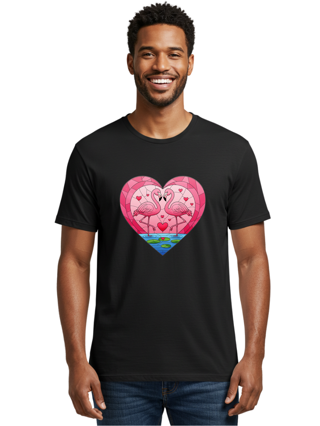 Flamingos-In-Heart-4 Men'S Graphic Tee, 100% Cotton, Comfortable Casual Summer Wear, Machine Washable, Vintage Camera, Old Camera, Antique Camera, Black Camera, Classic Photography, Photography Equipment, Nostalgic Device, Film Camera, Bai866