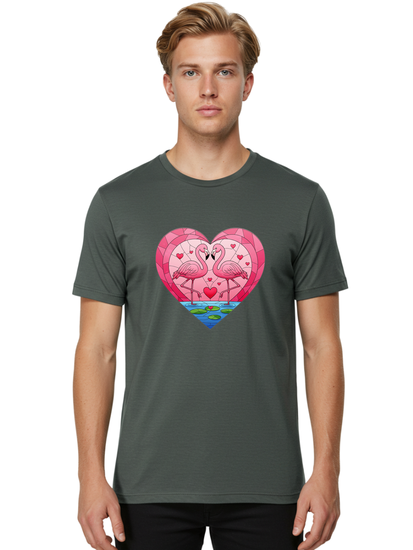 Flamingos-In-Heart-4 Men'S Graphic Tee, 100% Cotton, Comfortable Casual Summer Wear, Machine Washable, Vintage Camera, Old Camera, Antique Camera, Black Camera, Classic Photography, Photography Equipment, Nostalgic Device, Film Camera, Bai866