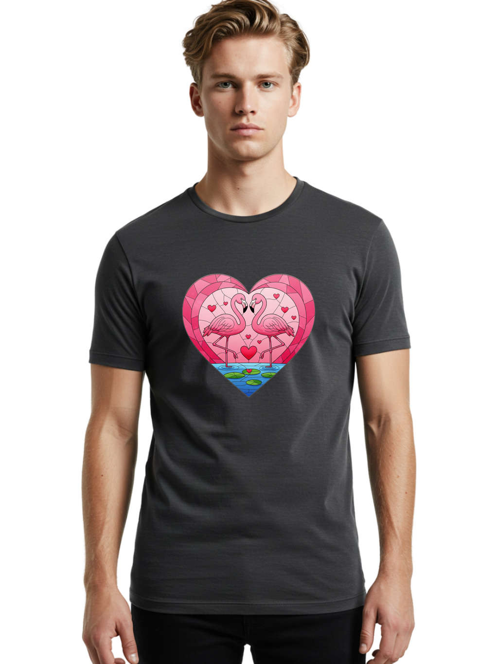 Flamingos-In-Heart-4 Men'S Graphic Tee, 100% Cotton, Comfortable Casual Summer Wear, Machine Washable, Vintage Camera, Old Camera, Antique Camera, Black Camera, Classic Photography, Photography Equipment, Nostalgic Device, Film Camera, Bai866