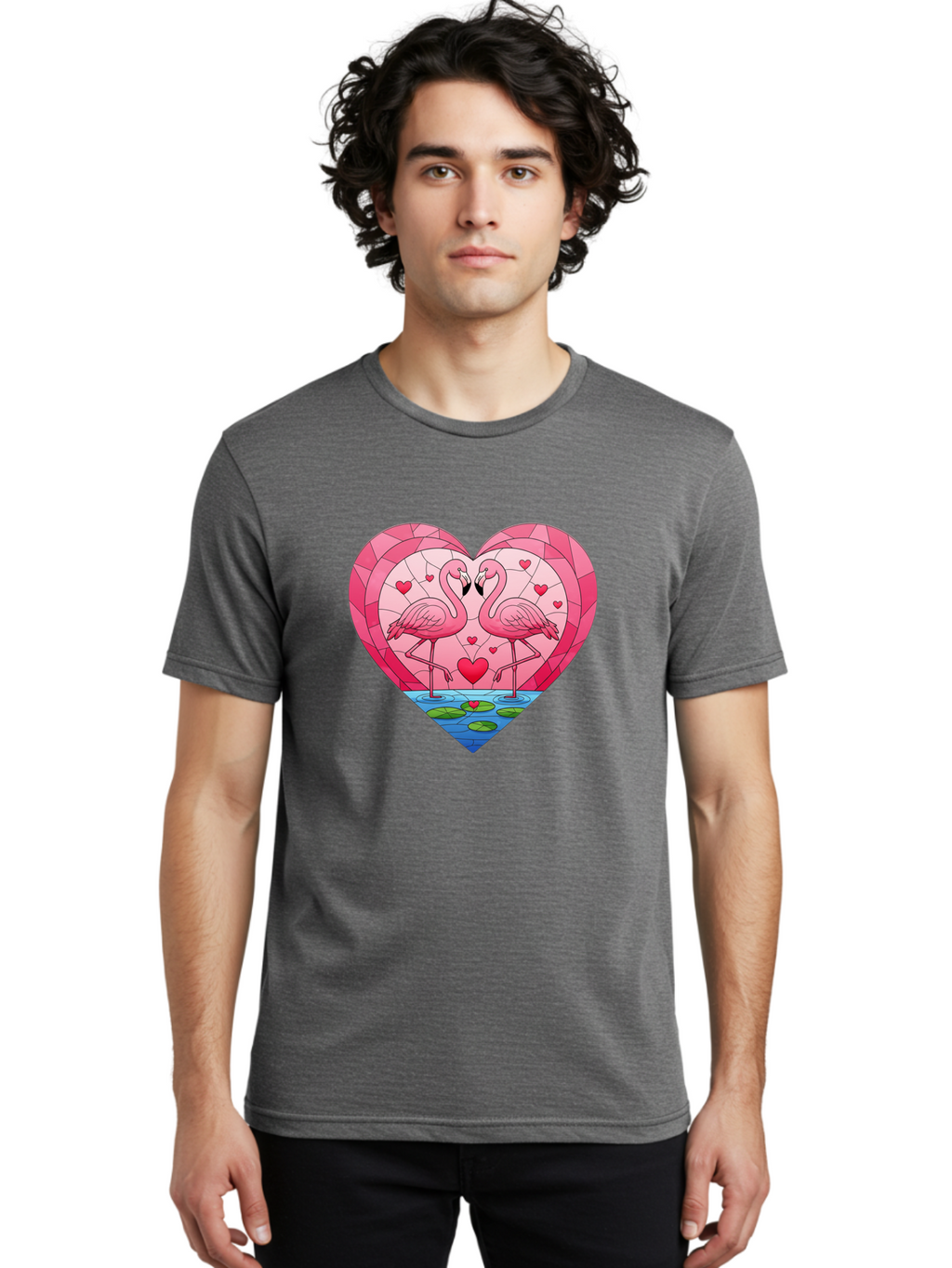 Flamingos-In-Heart-4 Men'S Graphic Tee, 100% Cotton, Comfortable Casual Summer Wear, Machine Washable, Vintage Camera, Old Camera, Antique Camera, Black Camera, Classic Photography, Photography Equipment, Nostalgic Device, Film Camera, Bai866