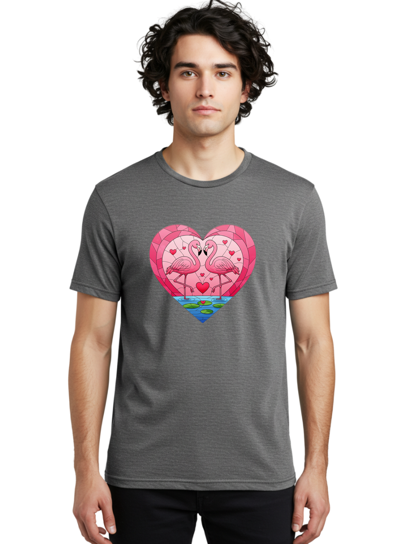 Flamingos-In-Heart-4 Men'S Graphic Tee, 100% Cotton, Comfortable Casual Summer Wear, Machine Washable, Vintage Camera, Old Camera, Antique Camera, Black Camera, Classic Photography, Photography Equipment, Nostalgic Device, Film Camera, Bai866