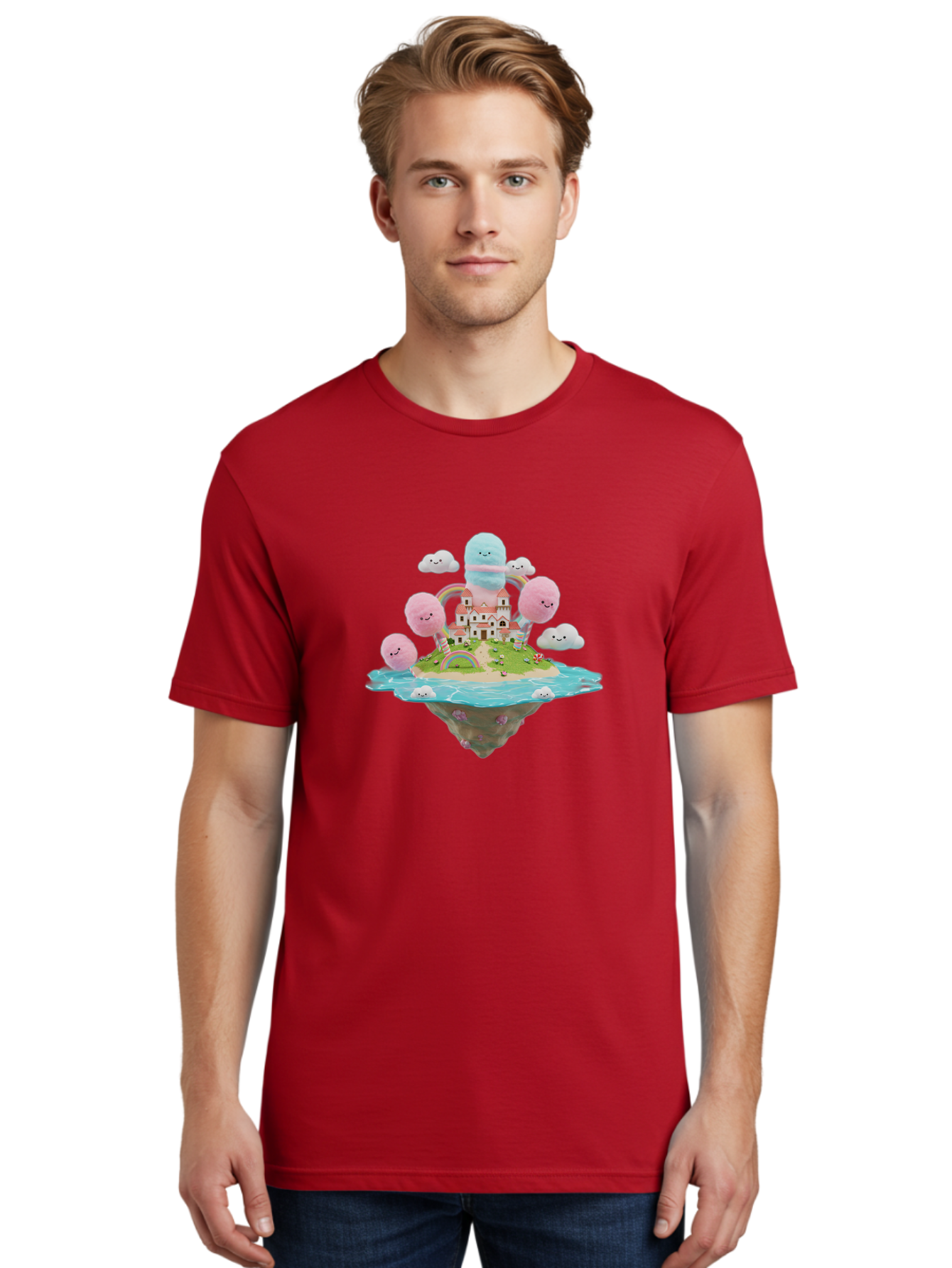 Floating-Castle-With-Smiling-Cotton-Candy-Clouds Men'S Graphic Tee, 100% Cotton, Comfortable Casual Summer Wear, Machine Washable, Vintage Camera, Old Camera, Antique Camera, Black Camera, Classic Photography, Photography Equipment, Bai871