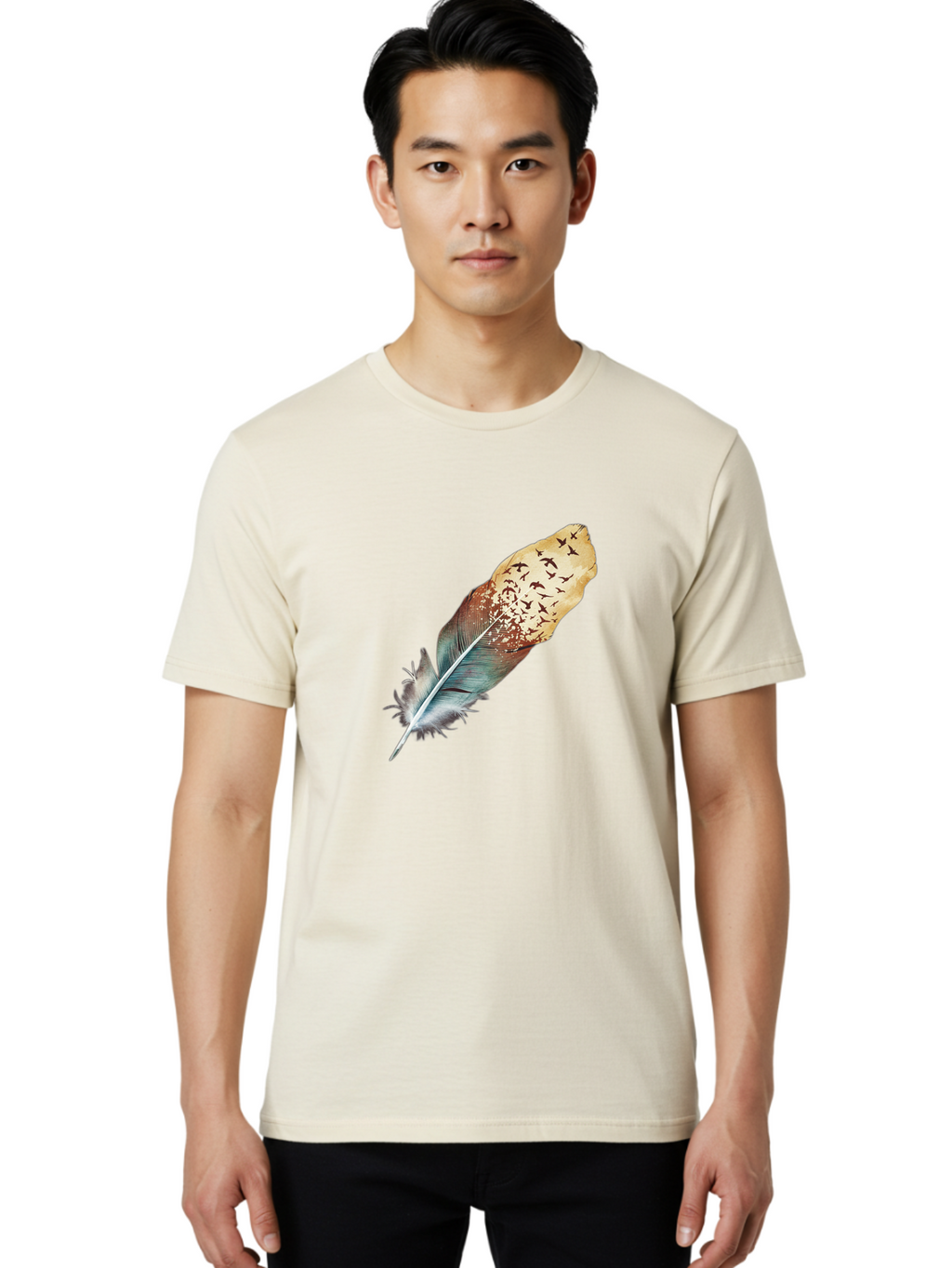 Flock-Of-Birds-Feather Men'S Graphic Tee, 100% Cotton, Comfortable Casual Summer Wear, Machine Washable, Vintage Camera, Old Camera, Antique Camera, Black Camera, Classic Photography, Photography Equipment, Nostalgic Device, Film Camera, Bai892