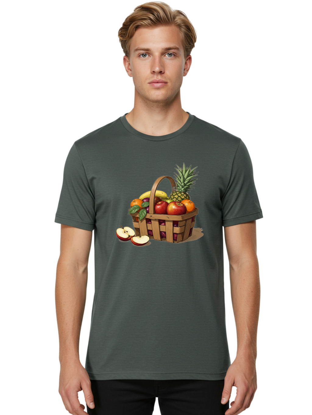 Fruit-Wicker-Basket Men'S Graphic Tee, 100% Cotton, Comfortable Casual Summer Wear, Machine Washable, Vintage Camera, Old Camera, Antique Camera, Black Camera, Classic Photography, Photography Equipment, Nostalgic Device, Film Camera, Bai935