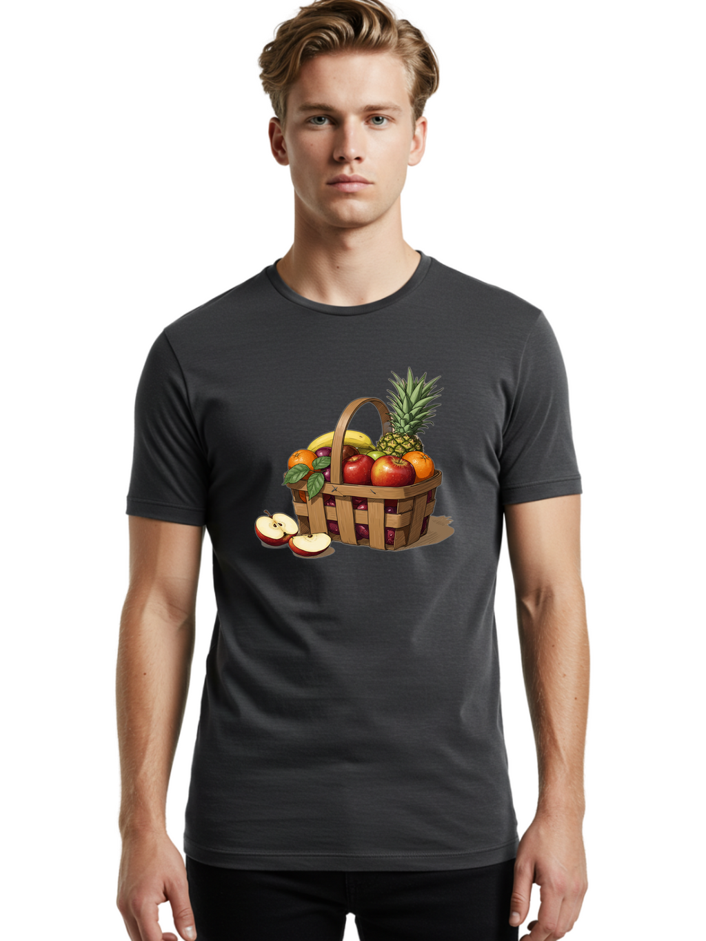 Fruit-Wicker-Basket Men'S Graphic Tee, 100% Cotton, Comfortable Casual Summer Wear, Machine Washable, Vintage Camera, Old Camera, Antique Camera, Black Camera, Classic Photography, Photography Equipment, Nostalgic Device, Film Camera, Bai935