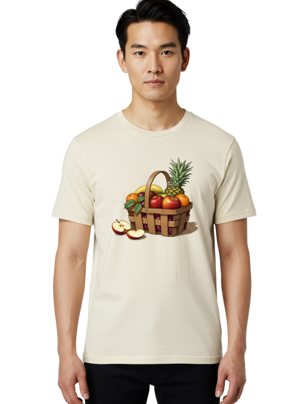 Fruit-Wicker-Basket Men'S Graphic Tee, 100% Cotton, Comfortable Casual Summer Wear, Machine Washable, Vintage Camera, Old Camera, Antique Camera, Black Camera, Classic Photography, Photography Equipment, Nostalgic Device, Film Camera, Bai935