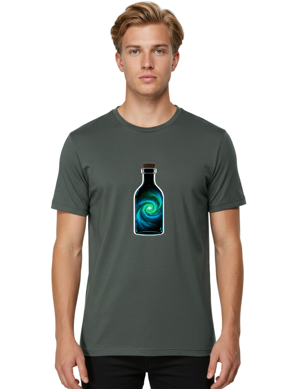 Galaxy-Bottle-12 Men'S Graphic Tee, 100% Cotton, Comfortable Casual Summer Wear, Machine Washable, Vintage Camera, Old Camera, Antique Camera, Black Camera, Classic Photography, Photography Equipment, Nostalgic Device, Film Camera, Camera Art Bai942