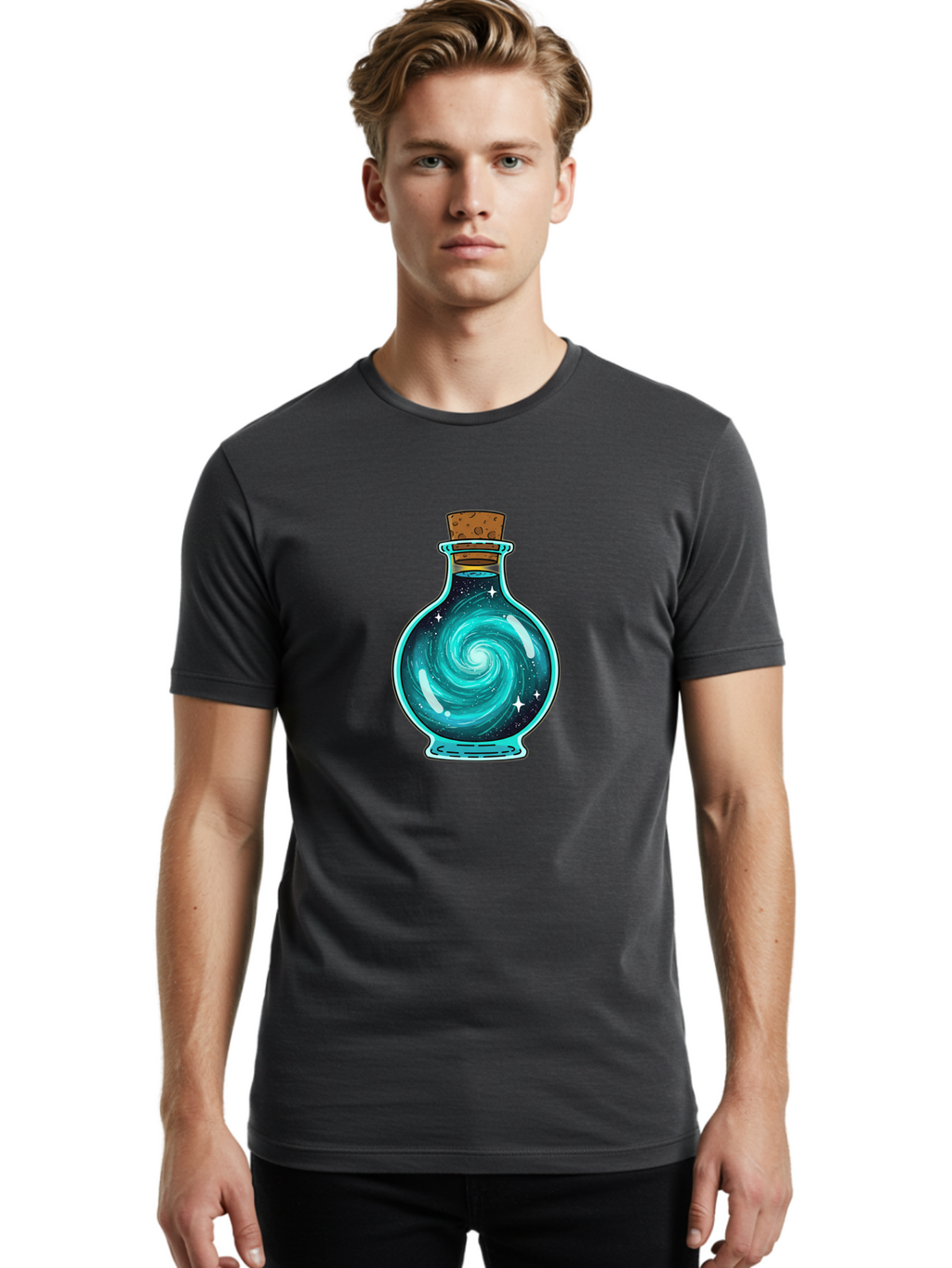 Galaxy-Bottle-13 Men'S Graphic Tee, 100% Cotton, Comfortable Casual Summer Wear, Machine Washable, Vintage Camera, Old Camera, Antique Camera, Black Camera, Classic Photography, Photography Equipment, Nostalgic Device, Film Camera, Camera Art Bai943