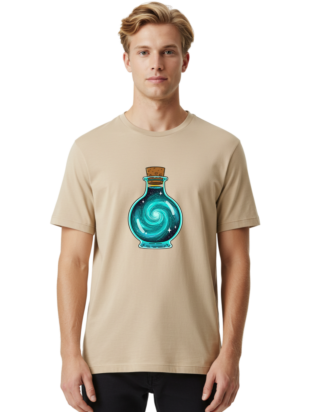 Galaxy-Bottle-13 Men'S Graphic Tee, 100% Cotton, Comfortable Casual Summer Wear, Machine Washable, Vintage Camera, Old Camera, Antique Camera, Black Camera, Classic Photography, Photography Equipment, Nostalgic Device, Film Camera, Camera Art Bai943