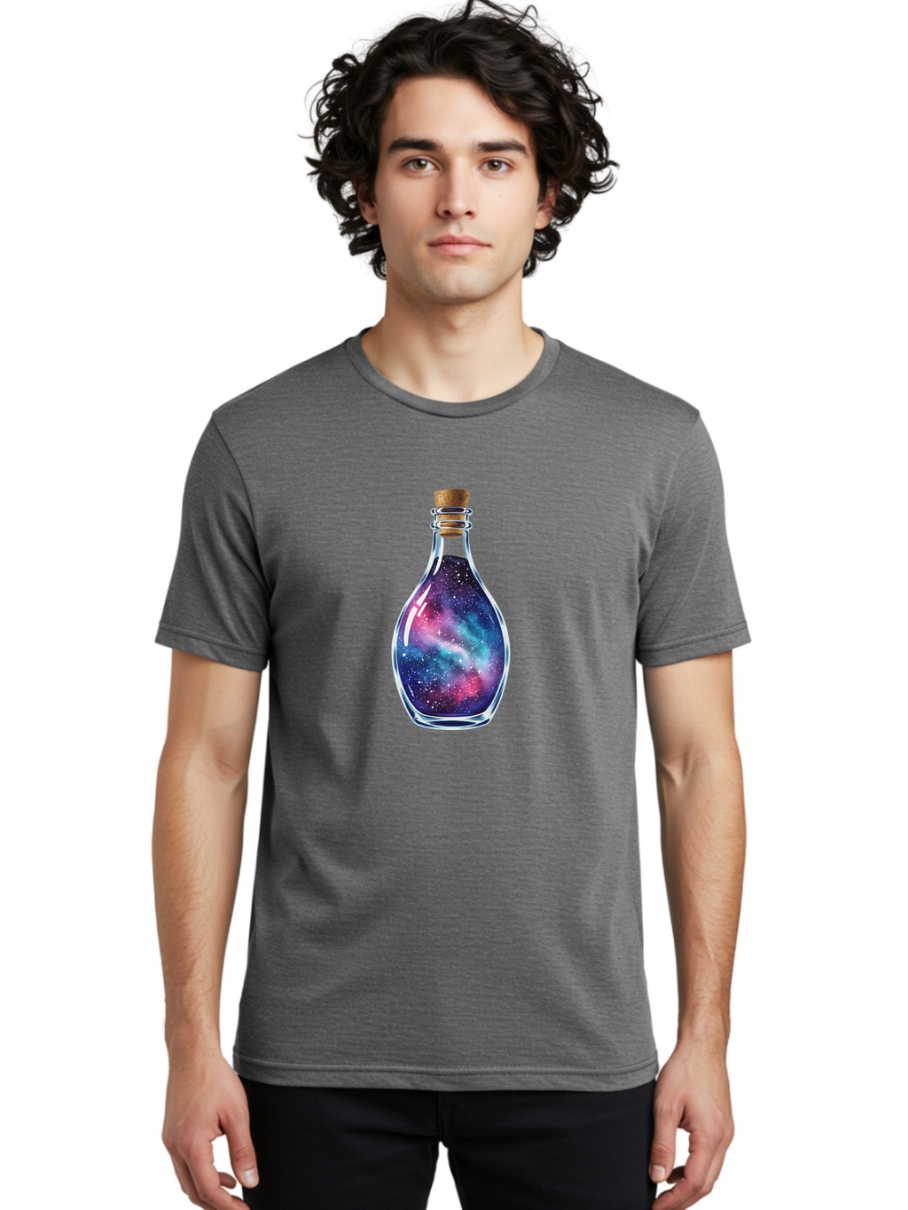 Galaxy-Bottle-5 Men'S Graphic Tee, 100% Cotton, Comfortable Casual Summer Wear, Machine Washable, Vintage Camera, Old Camera, Antique Camera, Black Camera, Classic Photography, Photography Equipment, Nostalgic Device, Film Camera, Camera Art Bai955