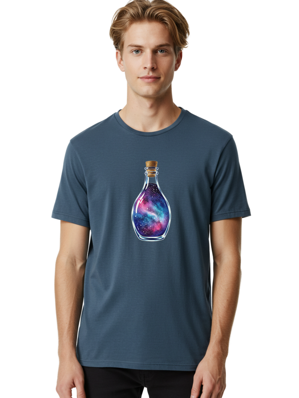 Galaxy-Bottle-5 Men'S Graphic Tee, 100% Cotton, Comfortable Casual Summer Wear, Machine Washable, Vintage Camera, Old Camera, Antique Camera, Black Camera, Classic Photography, Photography Equipment, Nostalgic Device, Film Camera, Camera Art Bai955