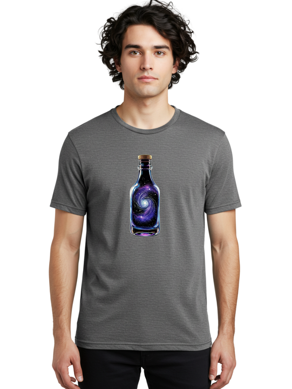 Galaxy-Bottle-6 Men'S Graphic Tee, 100% Cotton, Comfortable Casual Summer Wear, Machine Washable, Vintage Camera, Old Camera, Antique Camera, Black Camera, Classic Photography, Photography Equipment, Nostalgic Device, Film Camera, Camera Art Bai956