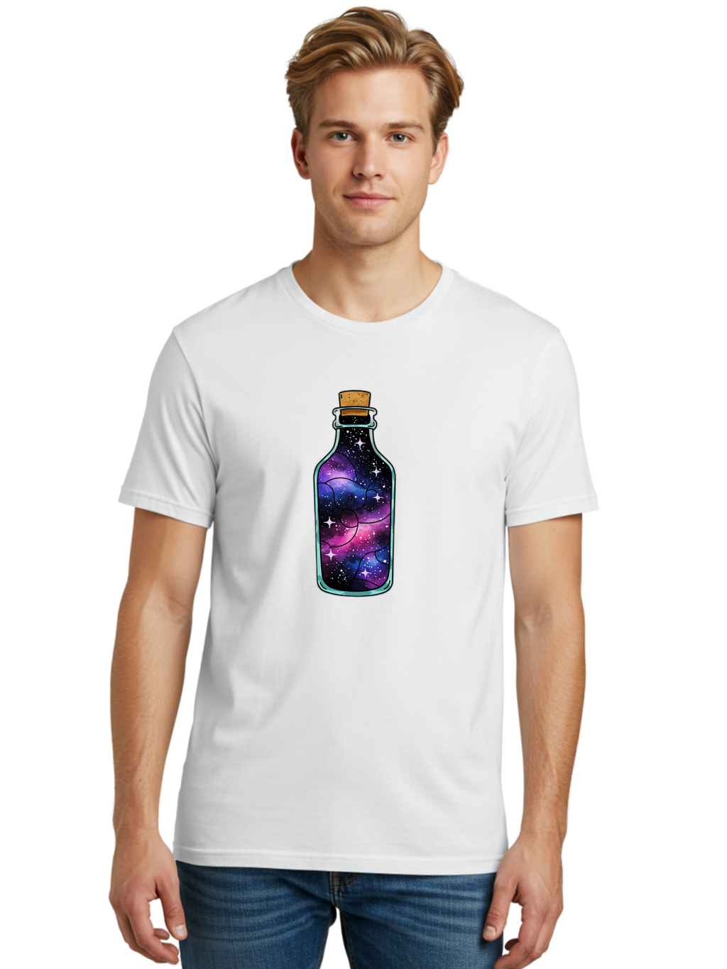 Galaxy-Bottle-9 Men'S Graphic Tee, 100% Cotton, Comfortable Casual Summer Wear, Machine Washable, Vintage Camera, Old Camera, Antique Camera, Black Camera, Classic Photography, Photography Equipment, Nostalgic Device, Film Camera, Camera Art Bai959