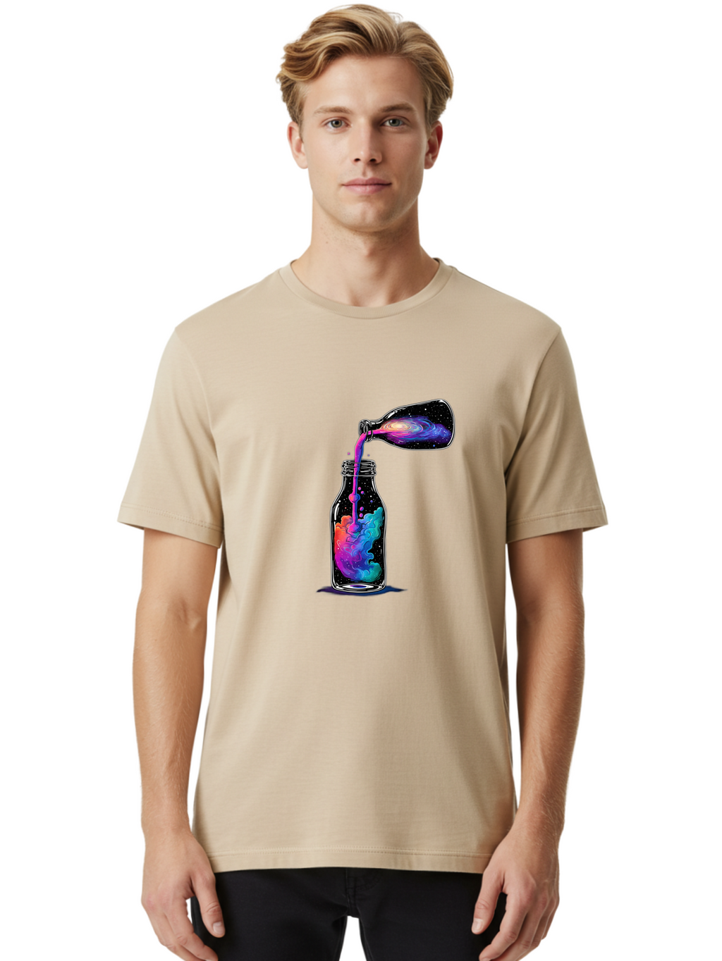 Galaxy-In-A-Bottle-14 Men'S Graphic Tee, 100% Cotton, Comfortable Casual Summer Wear, Machine Washable, Vintage Camera, Old Camera, Antique Camera, Black Camera, Classic Photography, Photography Equipment, Nostalgic Device, Film Camera, Bai968