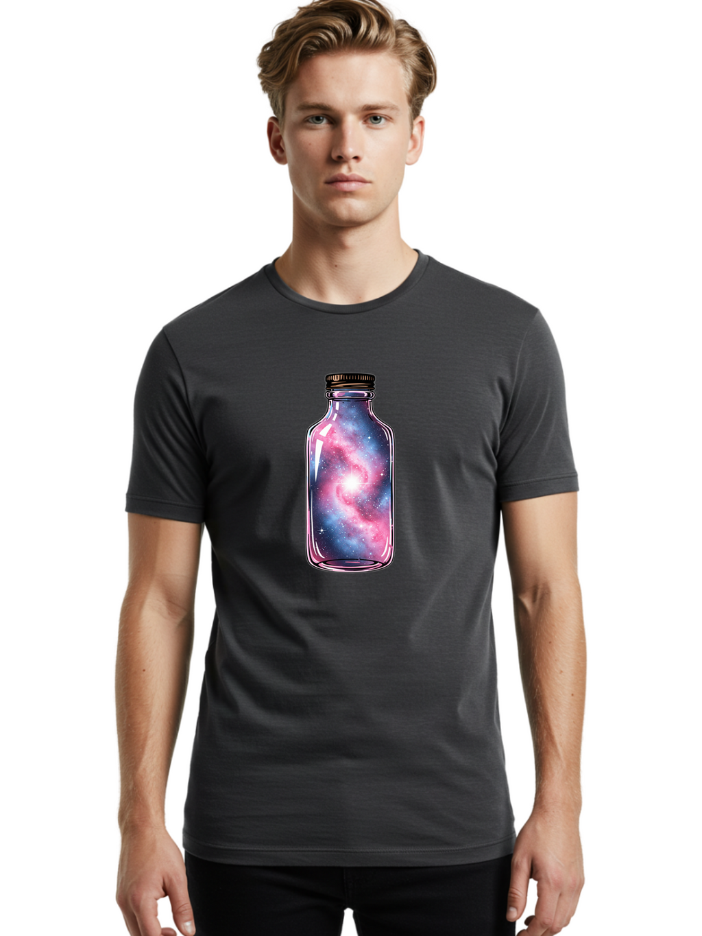 Galaxy-In-A-Bottle-17 Men'S Graphic Tee, 100% Cotton, Comfortable Casual Summer Wear, Machine Washable, Vintage Camera, Old Camera, Antique Camera, Black Camera, Classic Photography, Photography Equipment, Nostalgic Device, Film Camera, Bai971