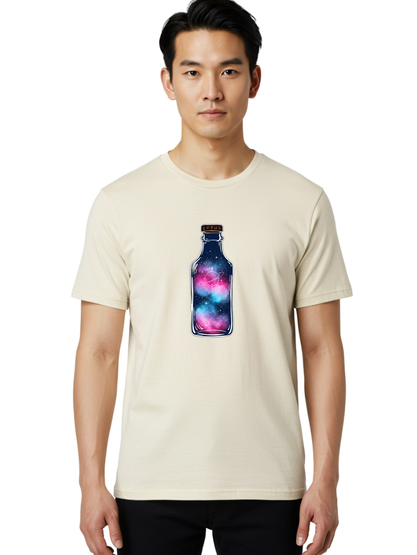 Galaxy-In-A-Bottle-18 Men'S Graphic Tee, 100% Cotton, Comfortable Casual Summer Wear, Machine Washable, Vintage Camera, Old Camera, Antique Camera, Black Camera, Classic Photography, Photography Equipment, Nostalgic Device, Film Camera, Bai972