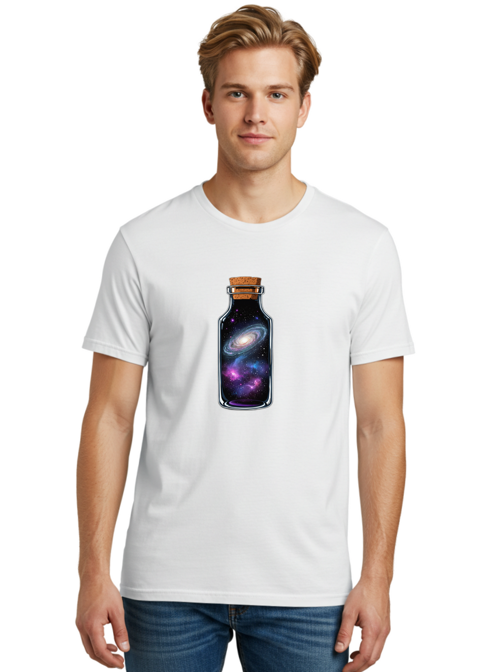 Galaxy-In-A-Bottle-2 Men'S Graphic Tee, 100% Cotton, Comfortable Casual Summer Wear, Machine Washable, Vintage Camera, Old Camera, Antique Camera, Black Camera, Classic Photography, Photography Equipment, Nostalgic Device, Film Camera, Bai974