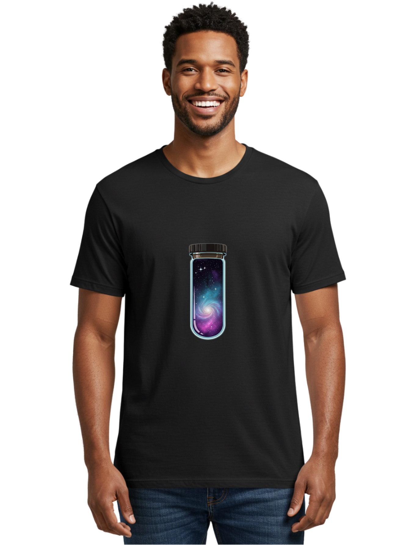 Galaxy-In-A-Bottle-5 Men'S Graphic Tee, 100% Cotton, Comfortable Casual Summer Wear, Machine Washable, Vintage Camera, Old Camera, Antique Camera, Black Camera, Classic Photography, Photography Equipment, Nostalgic Device, Film Camera, Baj007