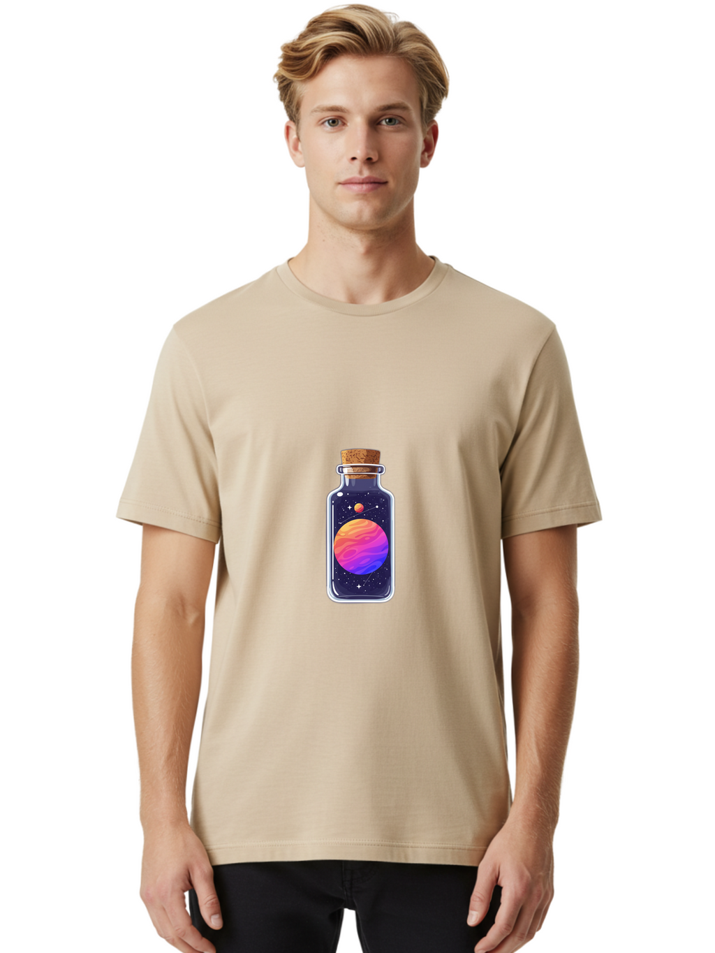 Galaxy-In-A-Bottle-8 Men'S Graphic Tee, 100% Cotton, Comfortable Casual Summer Wear, Machine Washable, Vintage Camera, Old Camera, Antique Camera, Black Camera, Classic Photography, Photography Equipment, Nostalgic Device, Film Camera, Baj011