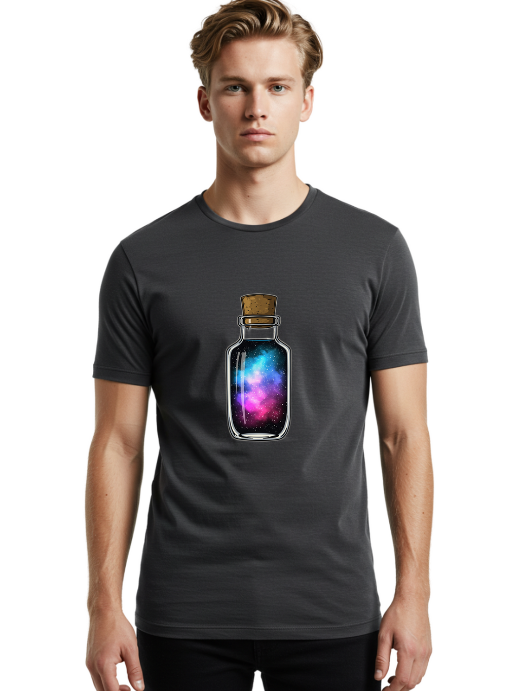 Galaxy-In-A-Bottle-9 Men'S Graphic Tee, 100% Cotton, Comfortable Casual Summer Wear, Machine Washable, Vintage Camera, Old Camera, Antique Camera, Black Camera, Classic Photography, Photography Equipment, Nostalgic Device, Film Camera, Baj012