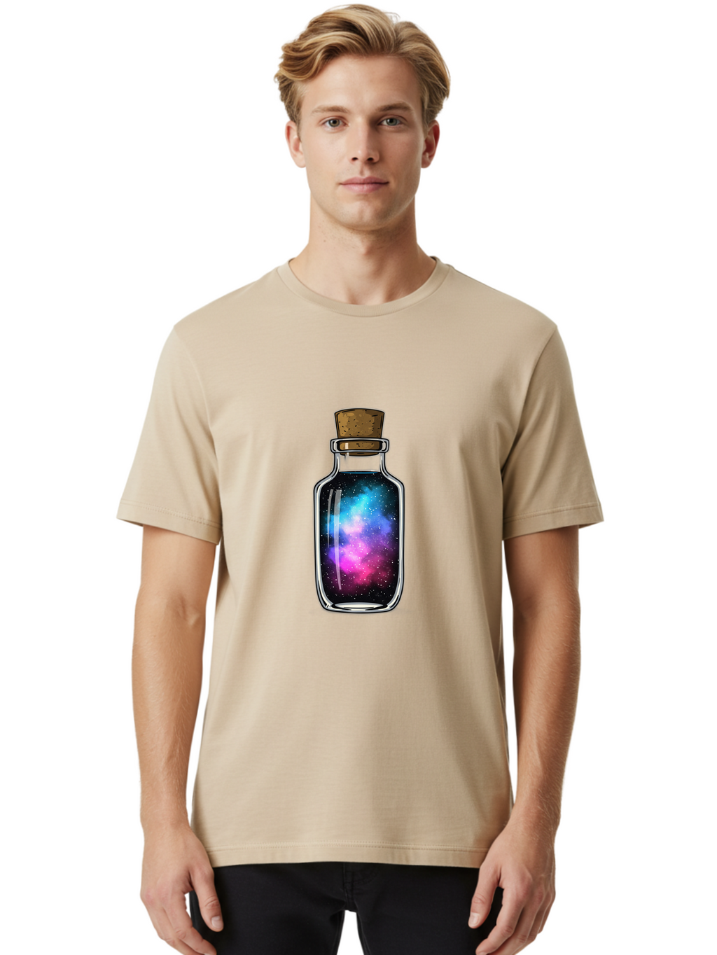 Galaxy-In-A-Bottle-9 Men'S Graphic Tee, 100% Cotton, Comfortable Casual Summer Wear, Machine Washable, Vintage Camera, Old Camera, Antique Camera, Black Camera, Classic Photography, Photography Equipment, Nostalgic Device, Film Camera, Baj012
