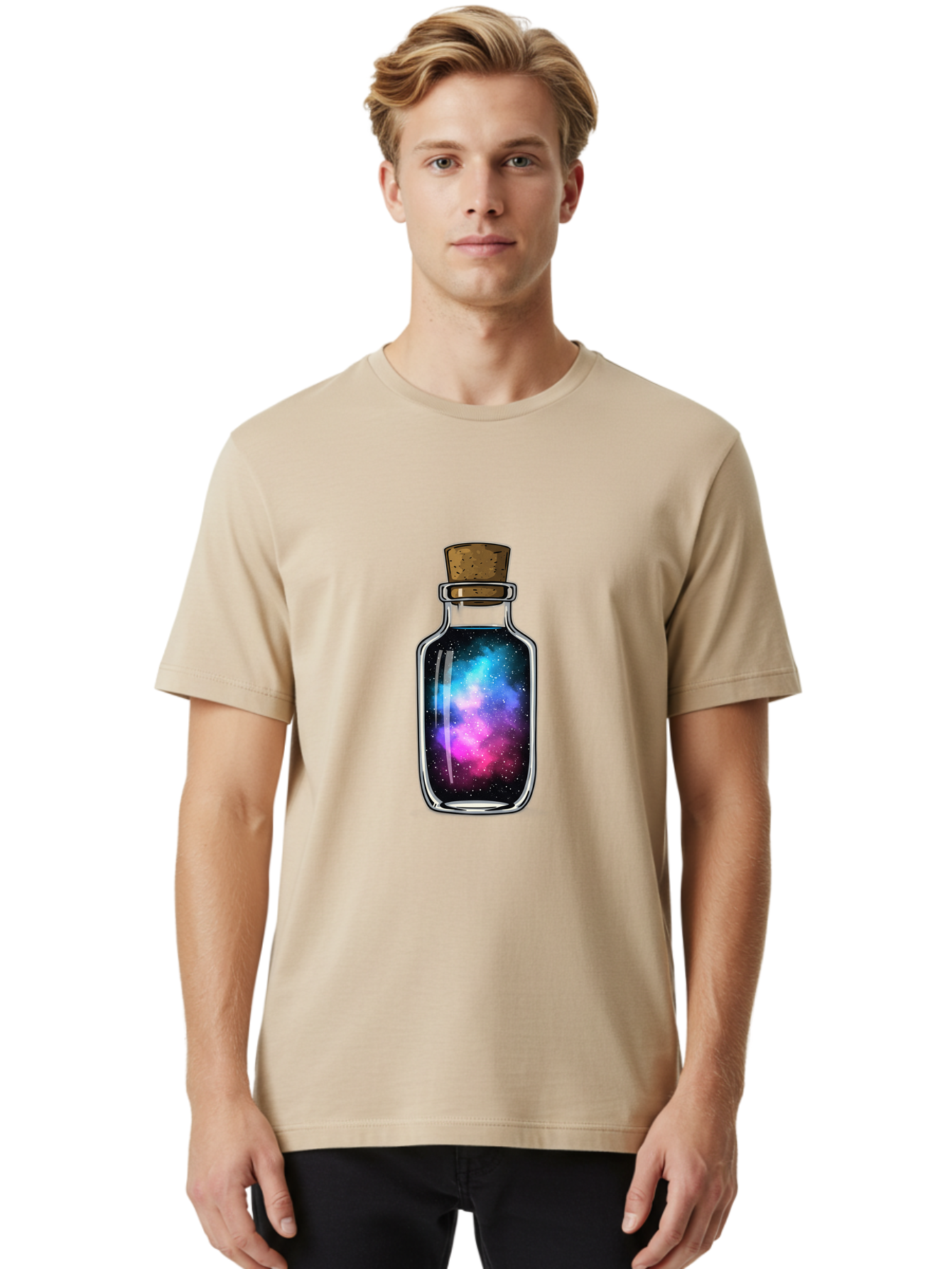 Galaxy-In-A-Bottle-9 Men'S Graphic Tee, 100% Cotton, Comfortable Casual Summer Wear, Machine Washable, Vintage Camera, Old Camera, Antique Camera, Black Camera, Classic Photography, Photography Equipment, Nostalgic Device, Film Camera, Baj012