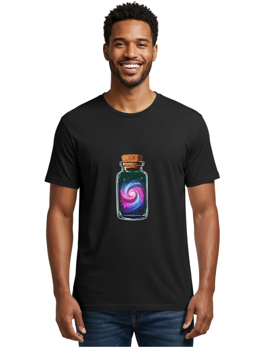 Galaxy-In-A-Jar-2 Men'S Graphic Tee, 100% Cotton, Comfortable Casual Summer Wear, Machine Washable, Vintage Camera, Old Camera, Antique Camera, Black Camera, Classic Photography, Photography Equipment, Nostalgic Device, Film Camera, Camera Art Baj015