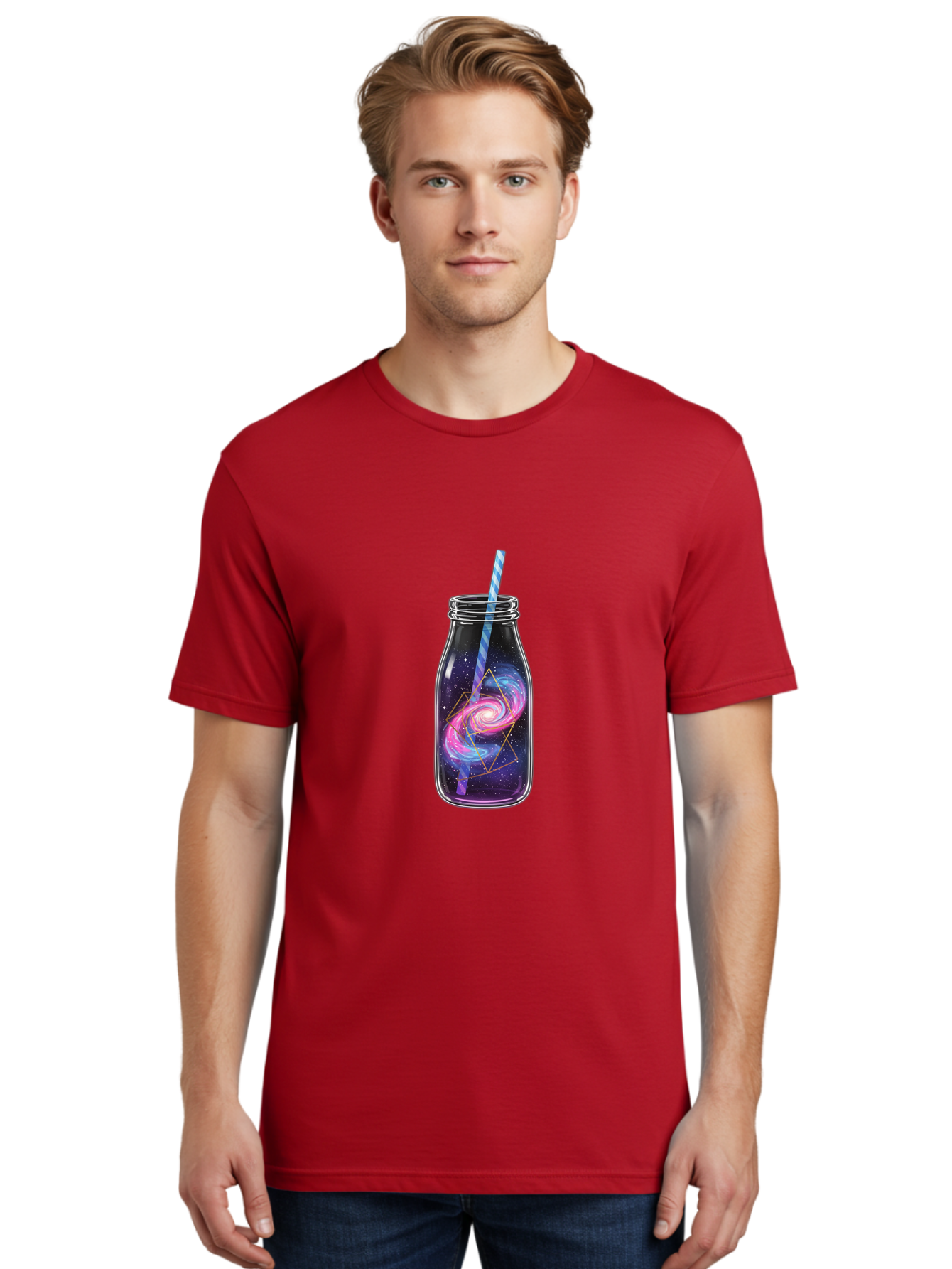 Galaxy-In-A-Jar-3 Men'S Graphic Tee, 100% Cotton, Comfortable Casual Summer Wear, Machine Washable, Vintage Camera, Old Camera, Antique Camera, Black Camera, Classic Photography, Photography Equipment, Nostalgic Device, Film Camera, Camera Art Baj016