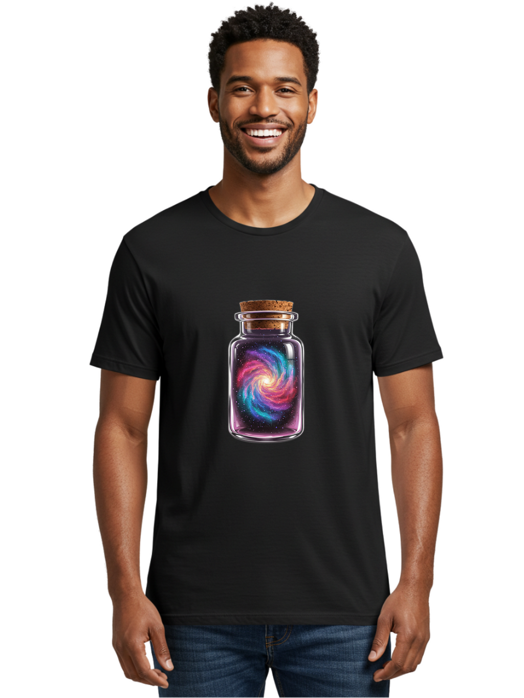 Galaxy-In-A-Jar-4 Men'S Graphic Tee, 100% Cotton, Comfortable Casual Summer Wear, Machine Washable, Vintage Camera, Old Camera, Antique Camera, Black Camera, Classic Photography, Photography Equipment, Nostalgic Device, Film Camera, Camera Art Baj017