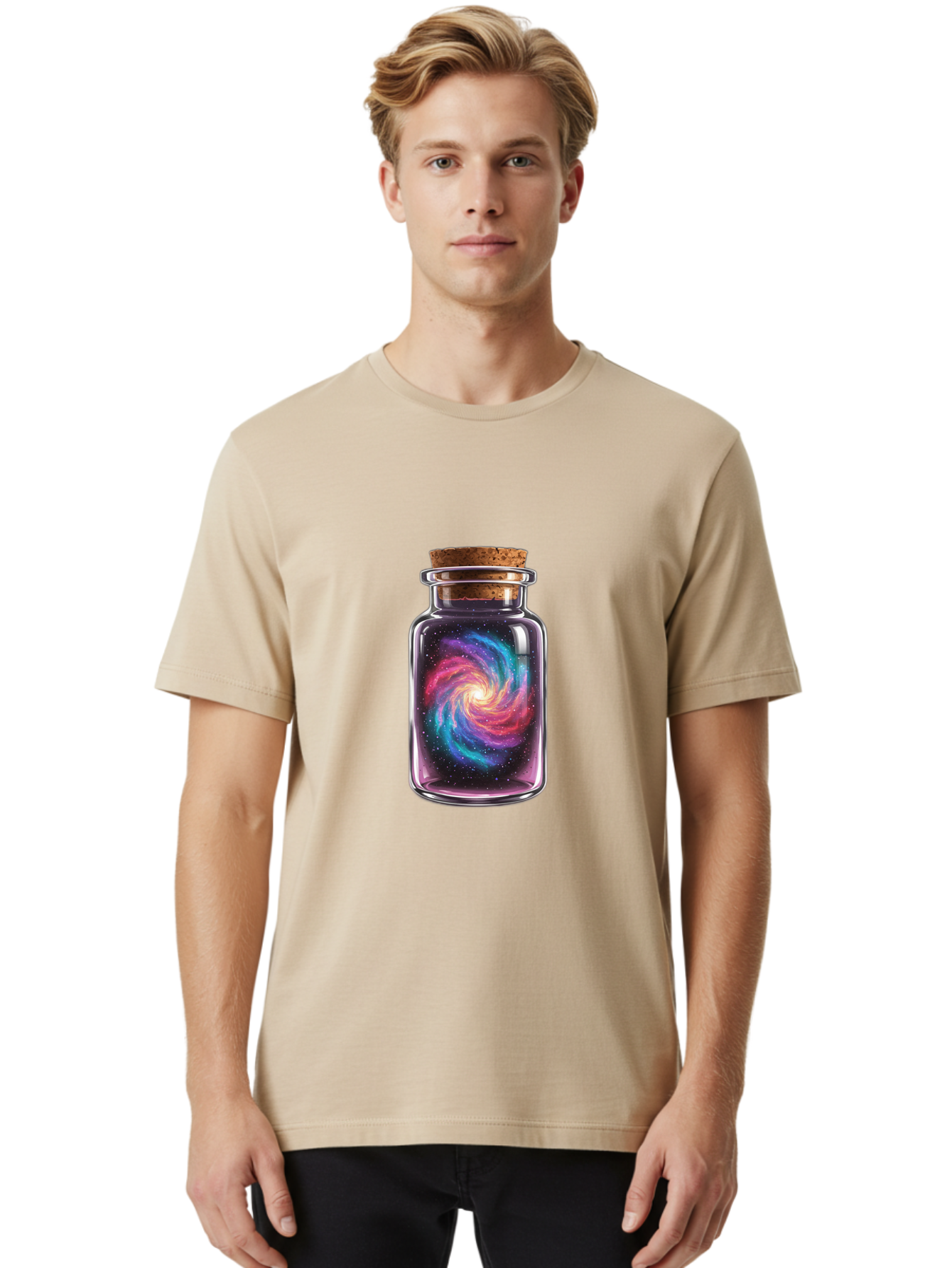 Galaxy-In-A-Jar-4 Men'S Graphic Tee, 100% Cotton, Comfortable Casual Summer Wear, Machine Washable, Vintage Camera, Old Camera, Antique Camera, Black Camera, Classic Photography, Photography Equipment, Nostalgic Device, Film Camera, Camera Art Baj017