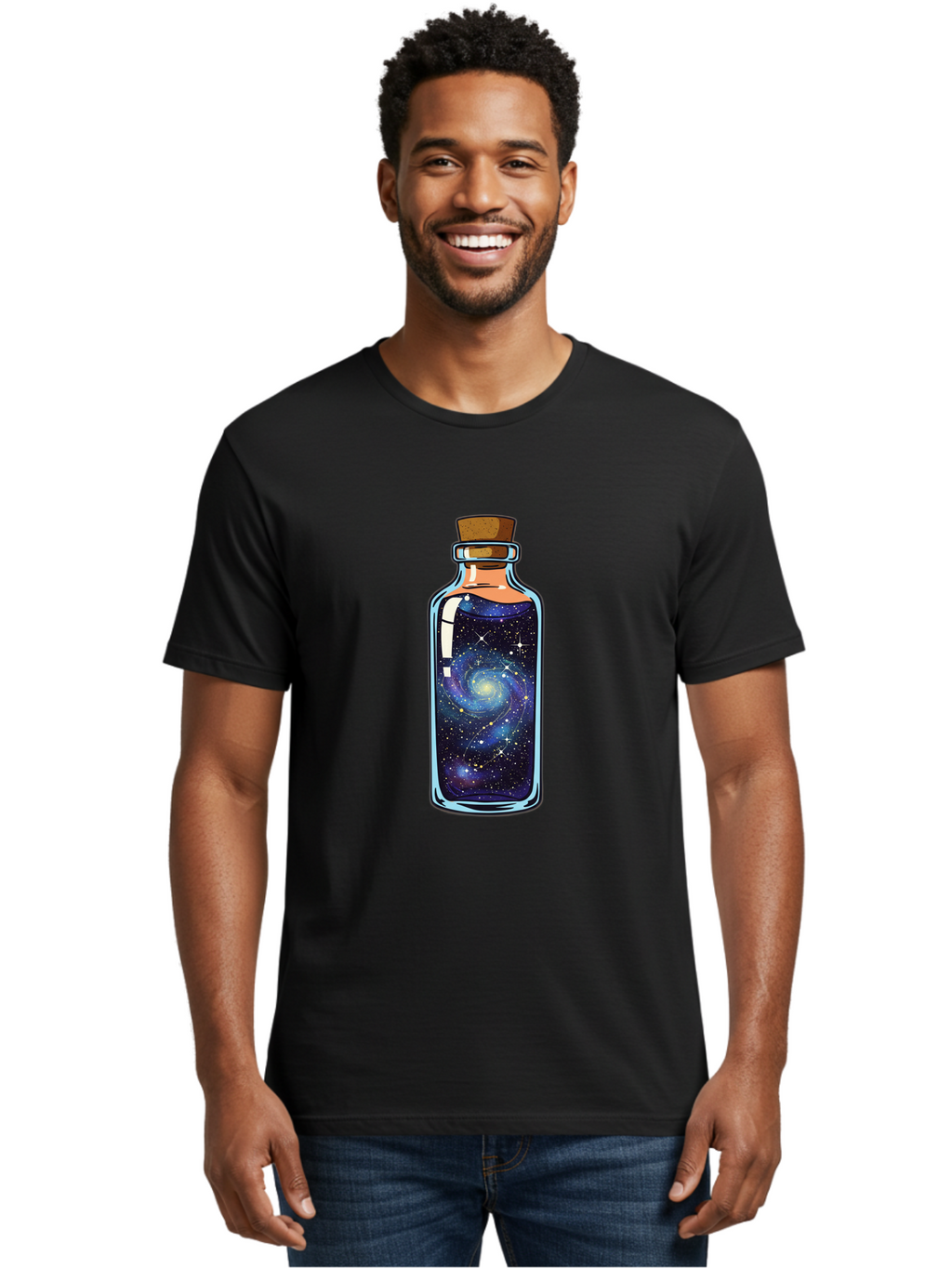 Galaxy-In-Bottle-11 Men'S Graphic Tee, 100% Cotton, Comfortable Casual Summer Wear, Machine Washable, Vintage Camera, Old Camera, Antique Camera, Black Camera, Classic Photography, Photography Equipment, Nostalgic Device, Film Camera, Baj022