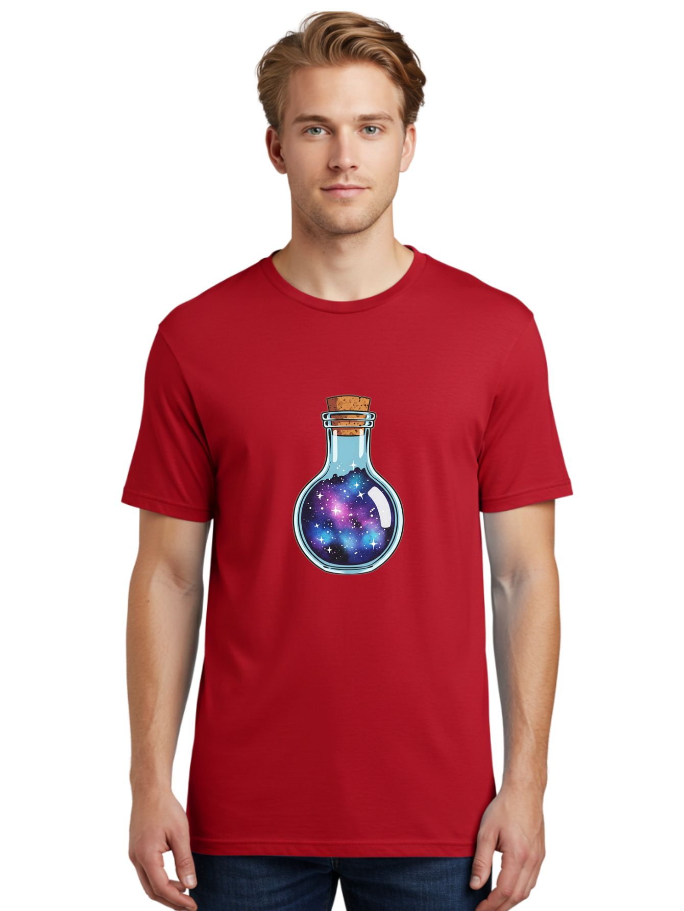 Galaxy-In-Bottle-13 Men'S Graphic Tee, 100% Cotton, Comfortable Casual Summer Wear, Machine Washable, Vintage Camera, Old Camera, Antique Camera, Black Camera, Classic Photography, Photography Equipment, Nostalgic Device, Film Camera, Baj024