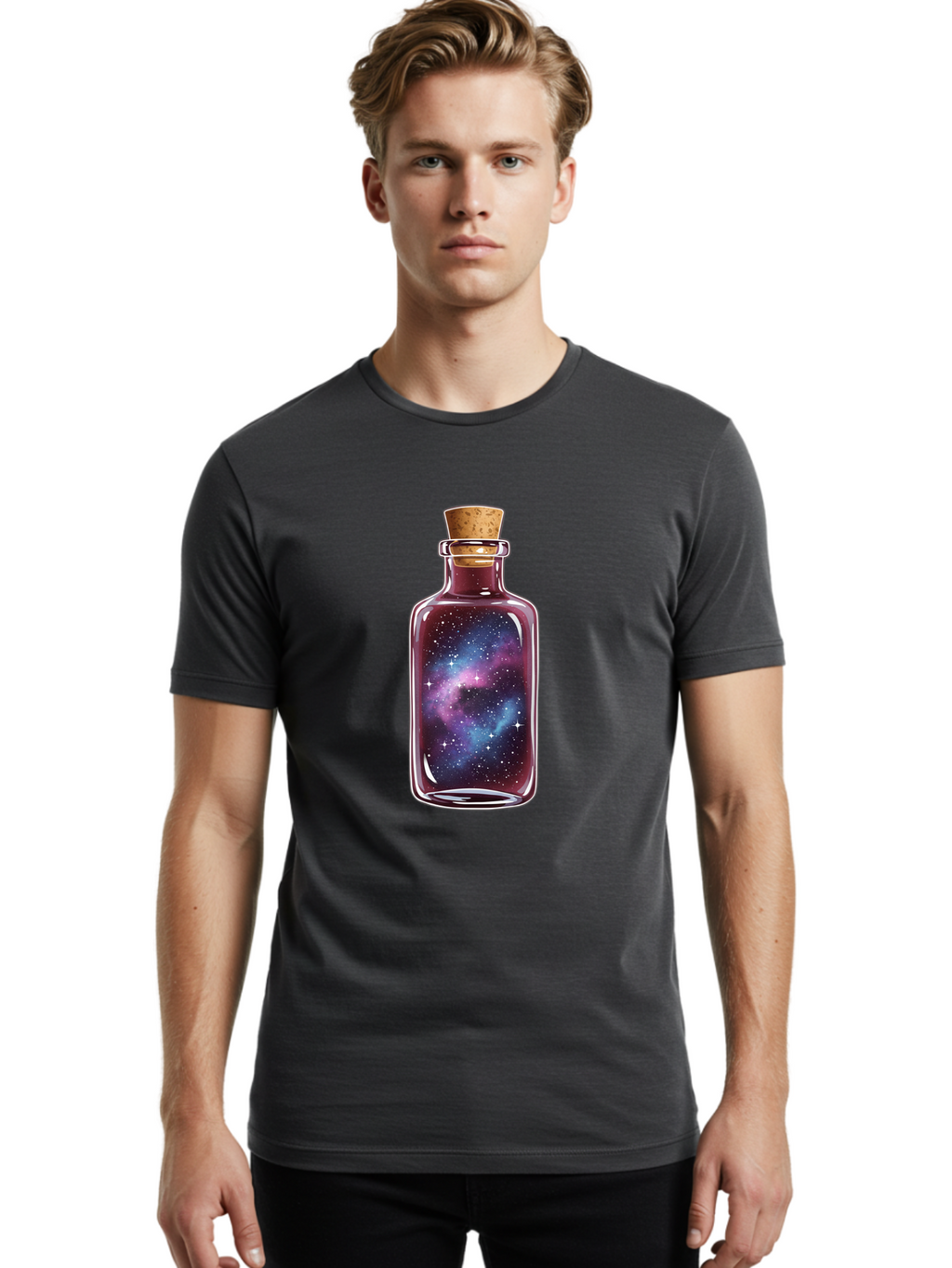 Galaxy-In-Bottle-14 Men'S Graphic Tee, 100% Cotton, Comfortable Casual Summer Wear, Machine Washable, Vintage Camera, Old Camera, Antique Camera, Black Camera, Classic Photography, Photography Equipment, Nostalgic Device, Film Camera, Baj025