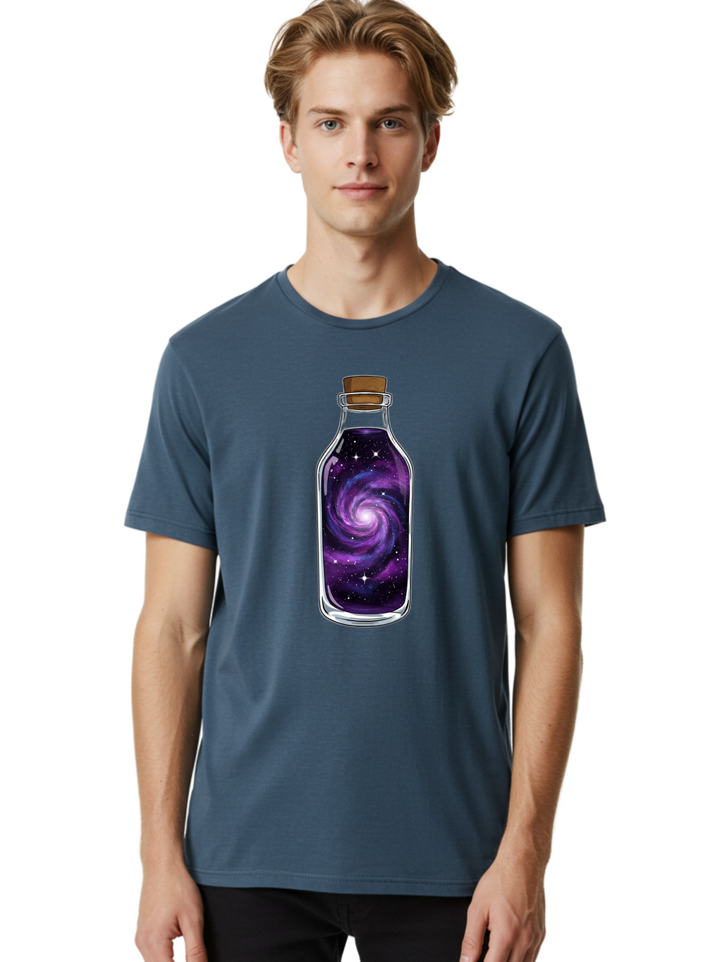 Galaxy-In-Bottle-16 Men'S Graphic Tee, 100% Cotton, Comfortable Casual Summer Wear, Machine Washable, Vintage Camera, Old Camera, Antique Camera, Black Camera, Classic Photography, Photography Equipment, Nostalgic Device, Film Camera, Baj027