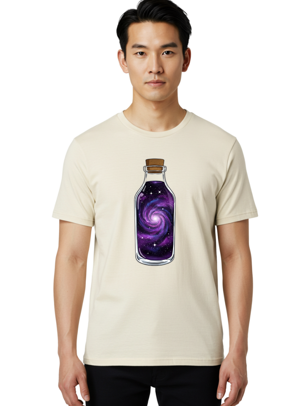 Galaxy-In-Bottle-16 Men'S Graphic Tee, 100% Cotton, Comfortable Casual Summer Wear, Machine Washable, Vintage Camera, Old Camera, Antique Camera, Black Camera, Classic Photography, Photography Equipment, Nostalgic Device, Film Camera, Baj027