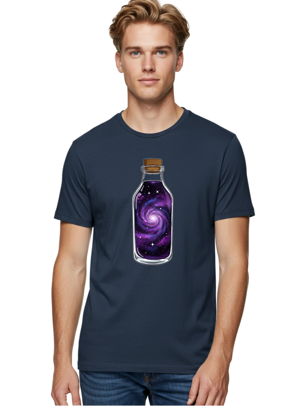 Galaxy-In-Bottle-16 Men'S Graphic Tee, 100% Cotton, Comfortable Casual Summer Wear, Machine Washable, Vintage Camera, Old Camera, Antique Camera, Black Camera, Classic Photography, Photography Equipment, Nostalgic Device, Film Camera, Baj027