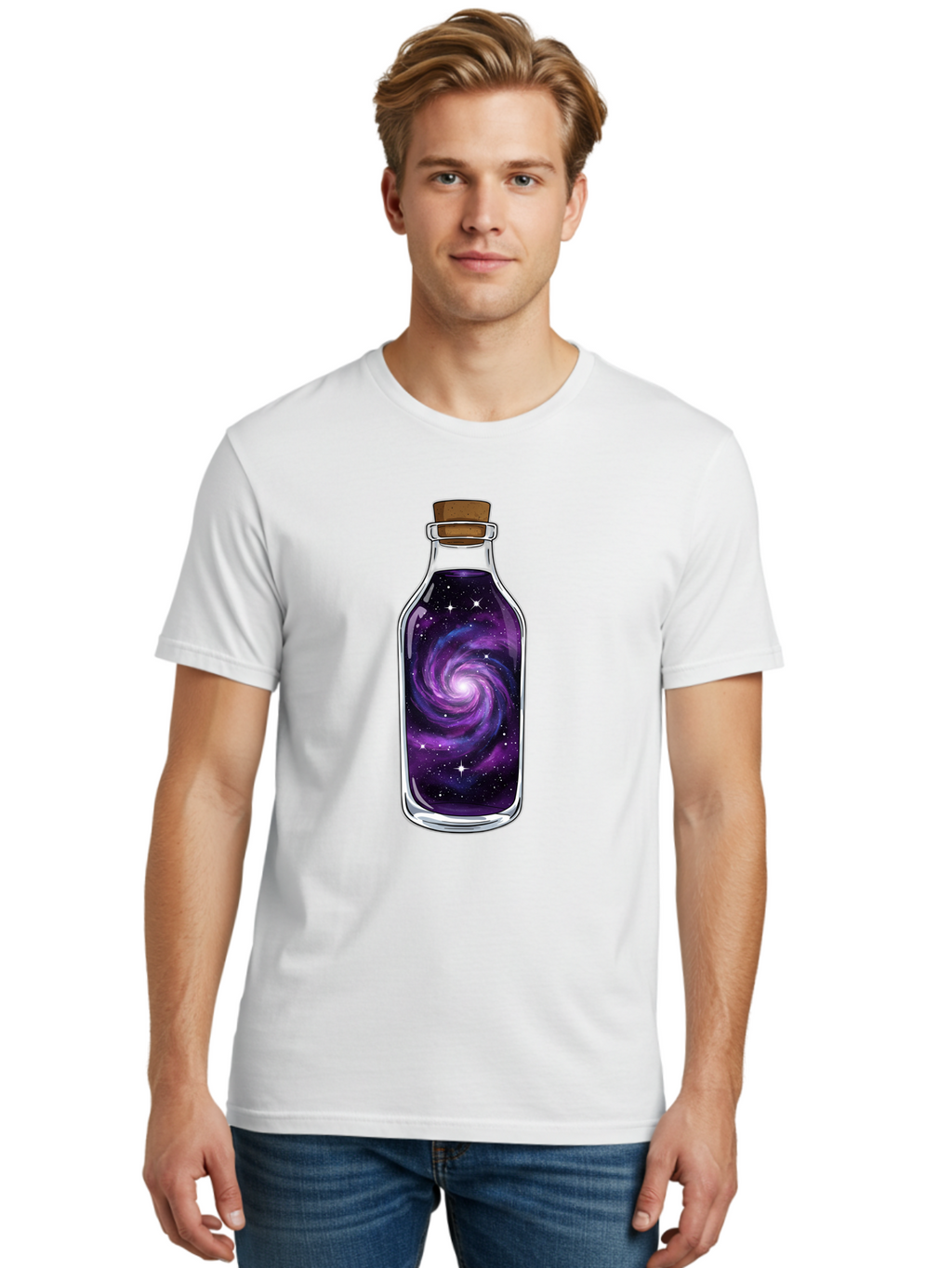 Galaxy-In-Bottle-16 Men'S Graphic Tee, 100% Cotton, Comfortable Casual Summer Wear, Machine Washable, Vintage Camera, Old Camera, Antique Camera, Black Camera, Classic Photography, Photography Equipment, Nostalgic Device, Film Camera, Baj027