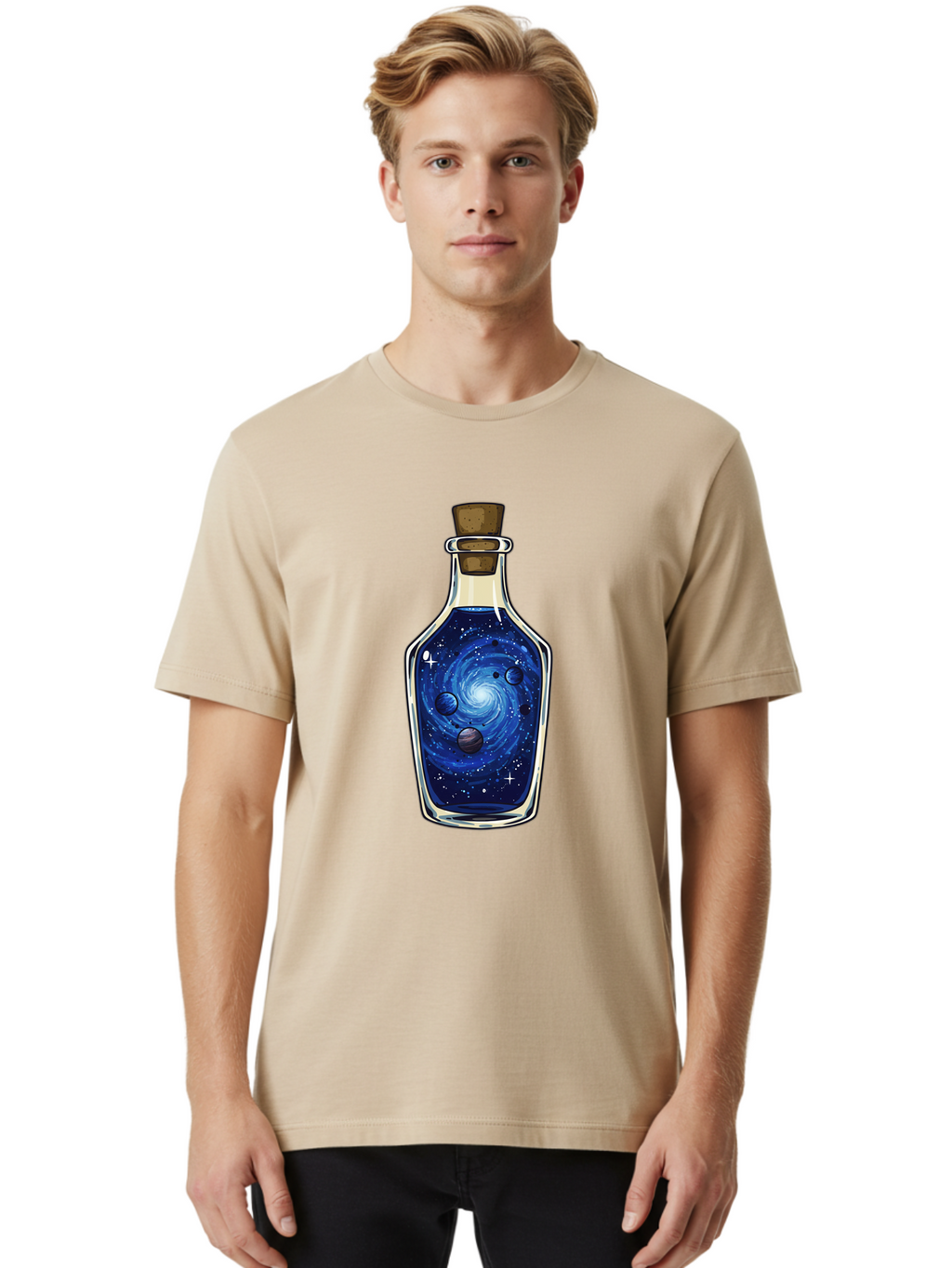 Galaxy-In-Bottle-18 Men'S Graphic Tee, 100% Cotton, Comfortable Casual Summer Wear, Machine Washable, Vintage Camera, Old Camera, Antique Camera, Black Camera, Classic Photography, Photography Equipment, Nostalgic Device, Film Camera, Baj029