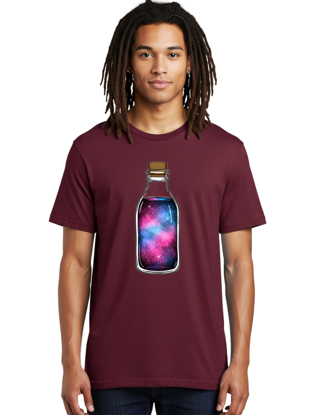 Galaxy-In-Bottle-2 Men'S Graphic Tee, 100% Cotton, Comfortable Casual Summer Wear, Machine Washable, Vintage Camera, Old Camera, Antique Camera, Black Camera, Classic Photography, Photography Equipment, Nostalgic Device, Film Camera, Baj031
