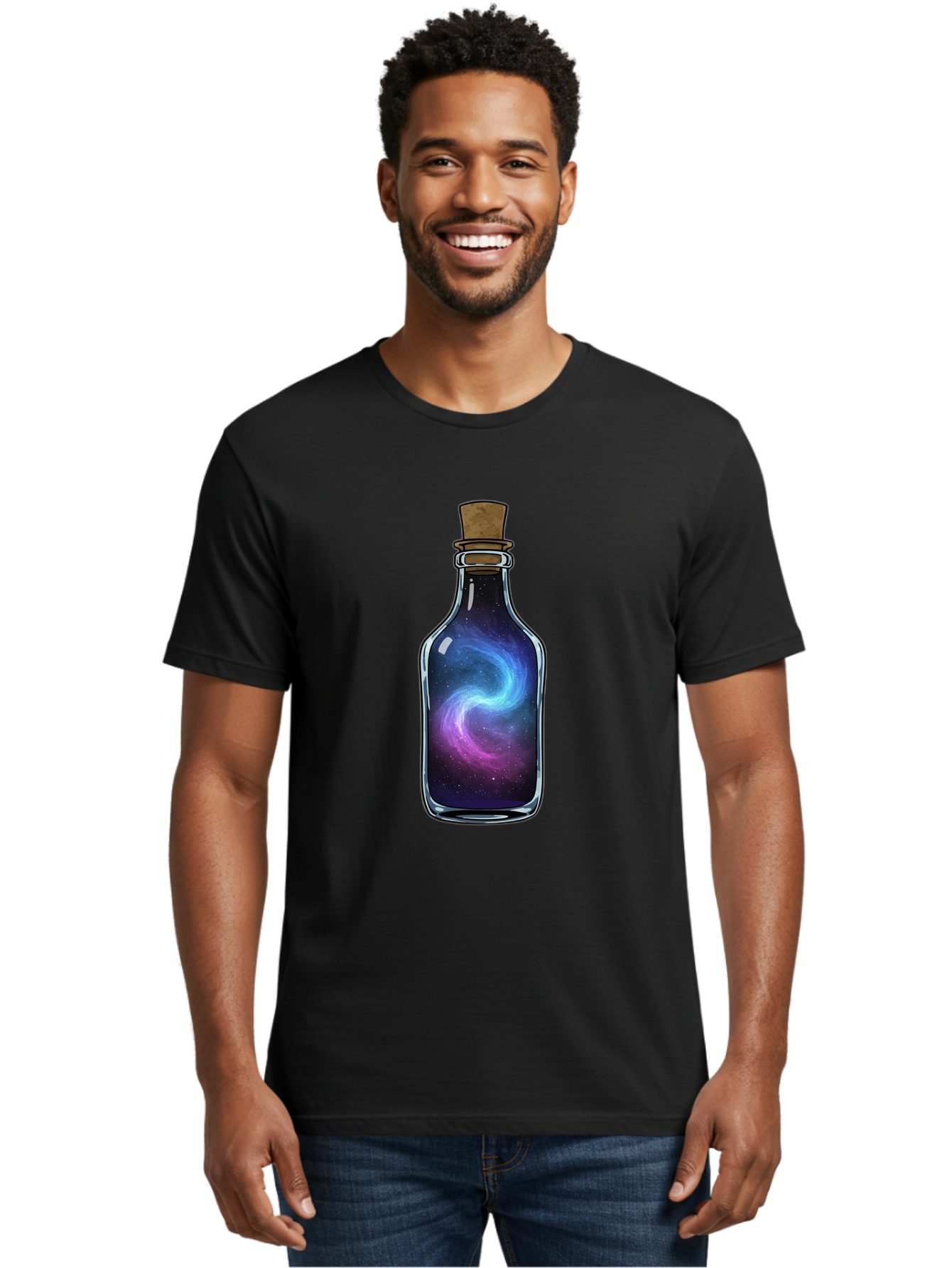 Galaxy-In-Bottle-22 Men'S Graphic Tee, 100% Cotton, Comfortable Casual Summer Wear, Machine Washable, Vintage Camera, Old Camera, Antique Camera, Black Camera, Classic Photography, Photography Equipment, Nostalgic Device, Film Camera, Baj034