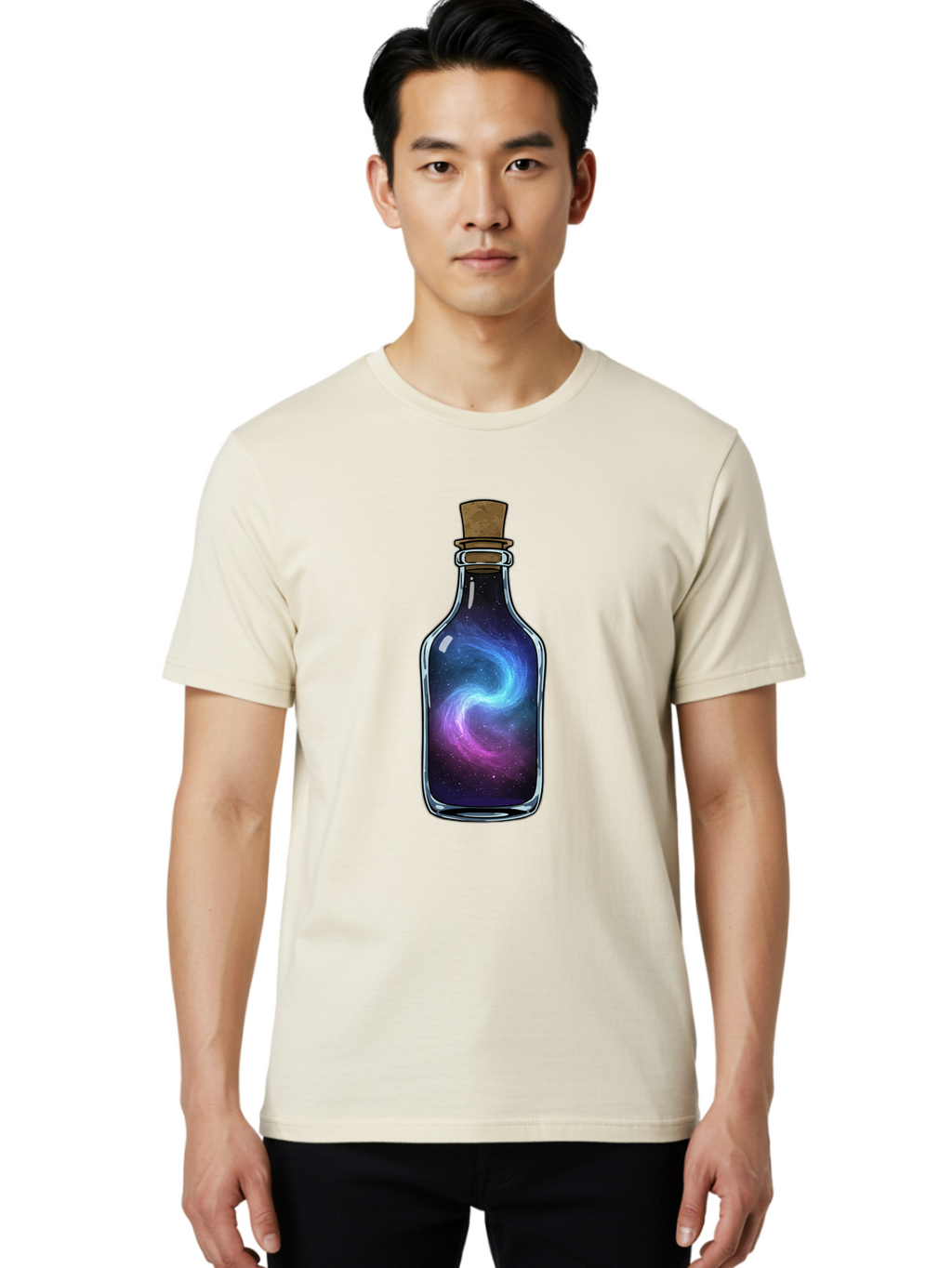 Galaxy-In-Bottle-22 Men'S Graphic Tee, 100% Cotton, Comfortable Casual Summer Wear, Machine Washable, Vintage Camera, Old Camera, Antique Camera, Black Camera, Classic Photography, Photography Equipment, Nostalgic Device, Film Camera, Baj034