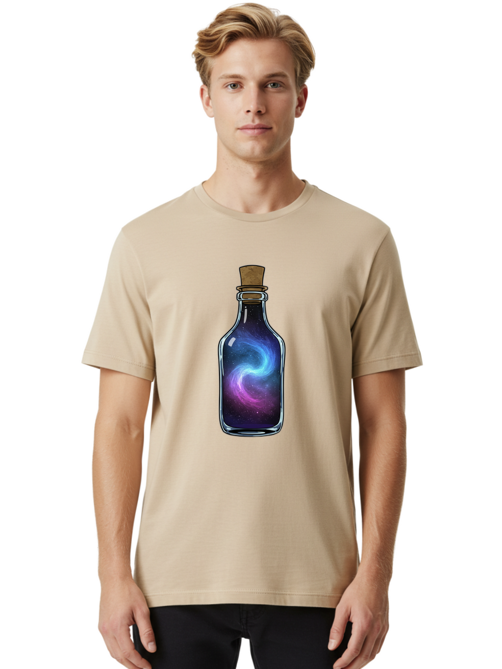 Galaxy-In-Bottle-22 Men'S Graphic Tee, 100% Cotton, Comfortable Casual Summer Wear, Machine Washable, Vintage Camera, Old Camera, Antique Camera, Black Camera, Classic Photography, Photography Equipment, Nostalgic Device, Film Camera, Baj034