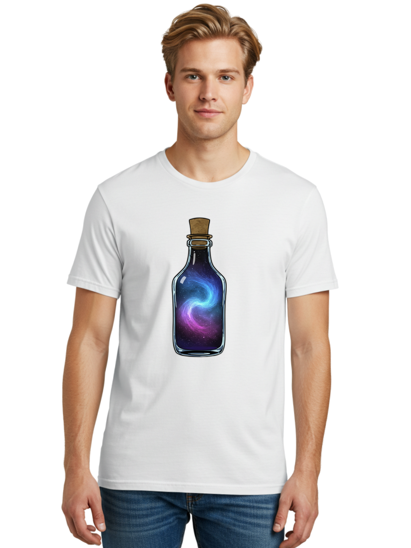 Galaxy-In-Bottle-22 Men'S Graphic Tee, 100% Cotton, Comfortable Casual Summer Wear, Machine Washable, Vintage Camera, Old Camera, Antique Camera, Black Camera, Classic Photography, Photography Equipment, Nostalgic Device, Film Camera, Baj034