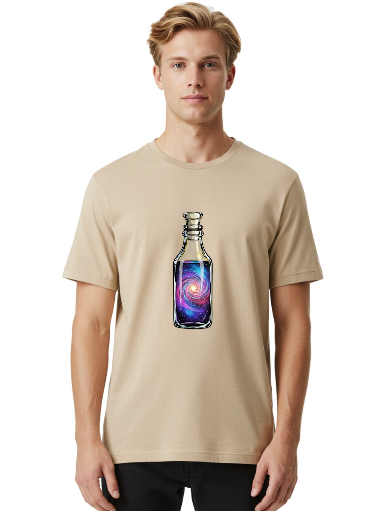 Galaxy-In-Bottle-24 Men'S Graphic Tee, 100% Cotton, Comfortable Casual Summer Wear, Machine Washable, Vintage Camera, Old Camera, Antique Camera, Black Camera, Classic Photography, Photography Equipment, Nostalgic Device, Film Camera, Baj036