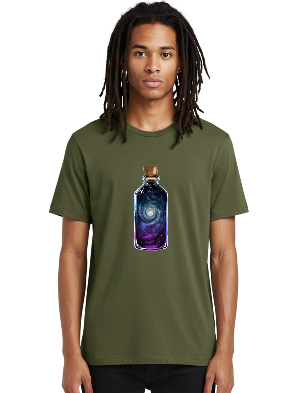 Galaxy-In-Bottle-3 Men'S Graphic Tee, 100% Cotton, Comfortable Casual Summer Wear, Machine Washable, Vintage Camera, Old Camera, Antique Camera, Black Camera, Classic Photography, Photography Equipment, Nostalgic Device, Film Camera, Baj041