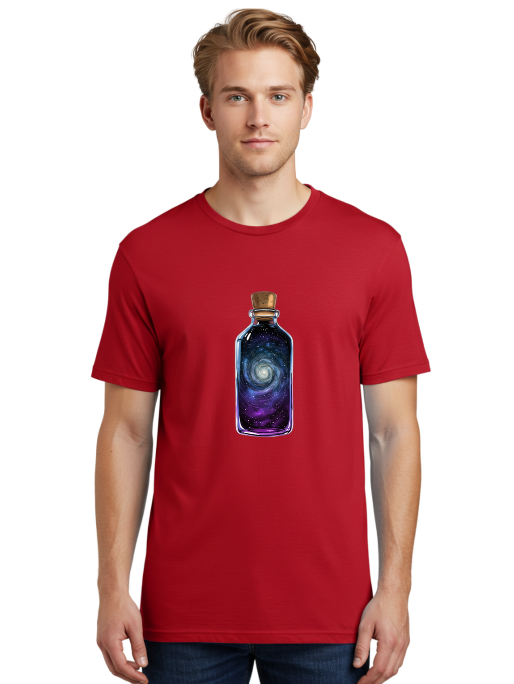 Galaxy-In-Bottle-3 Men'S Graphic Tee, 100% Cotton, Comfortable Casual Summer Wear, Machine Washable, Vintage Camera, Old Camera, Antique Camera, Black Camera, Classic Photography, Photography Equipment, Nostalgic Device, Film Camera, Baj041