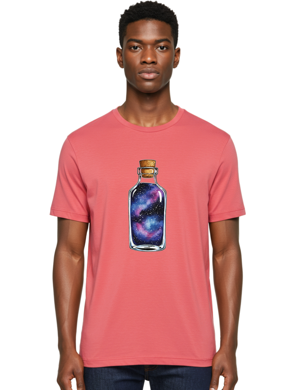 Galaxy-In-Bottle-4 Men'S Graphic Tee, 100% Cotton, Comfortable Casual Summer Wear, Machine Washable, Vintage Camera, Old Camera, Antique Camera, Black Camera, Classic Photography, Photography Equipment, Nostalgic Device, Film Camera, Baj042