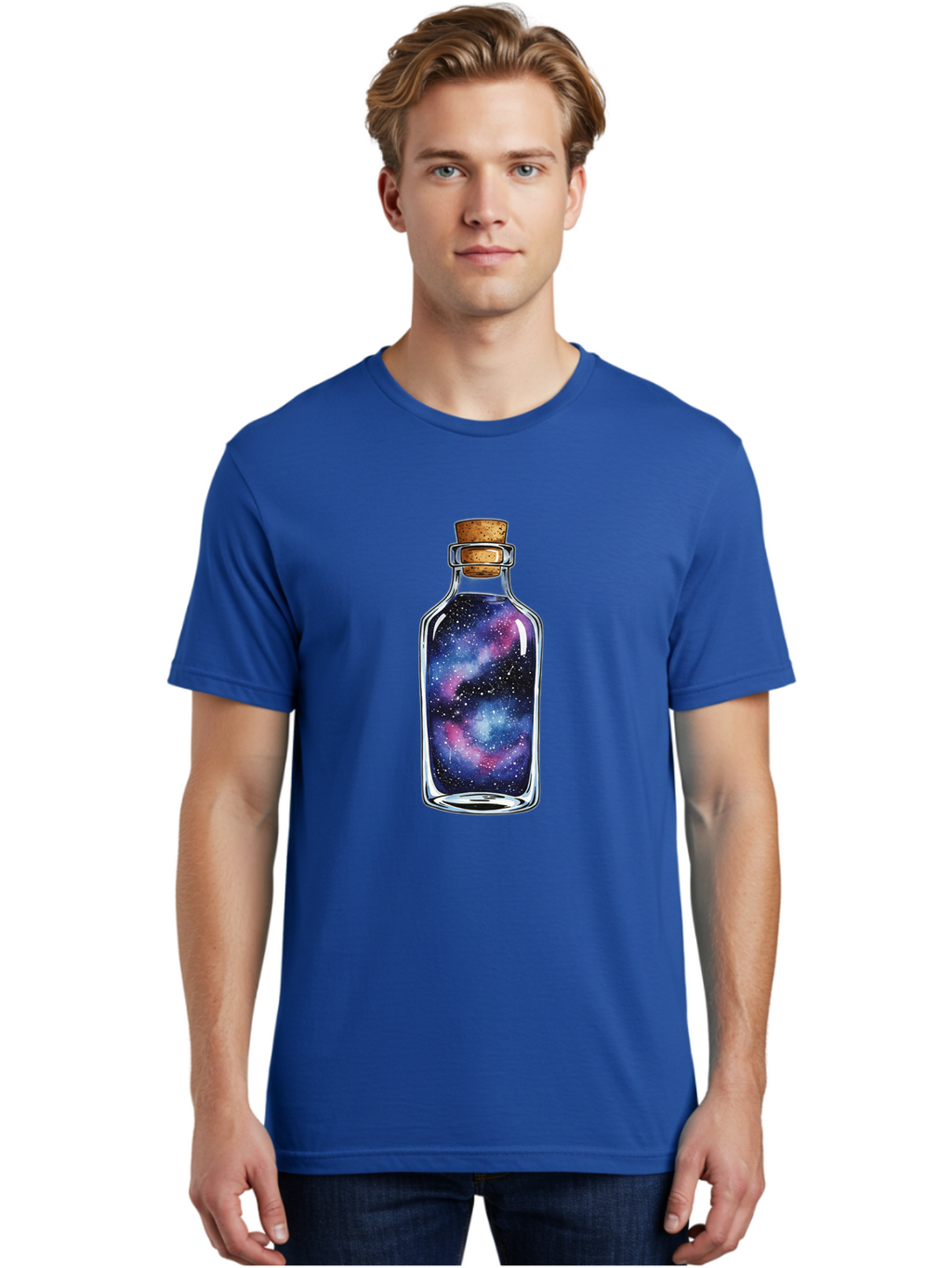 Galaxy-In-Bottle-4 Men'S Graphic Tee, 100% Cotton, Comfortable Casual Summer Wear, Machine Washable, Vintage Camera, Old Camera, Antique Camera, Black Camera, Classic Photography, Photography Equipment, Nostalgic Device, Film Camera, Baj042
