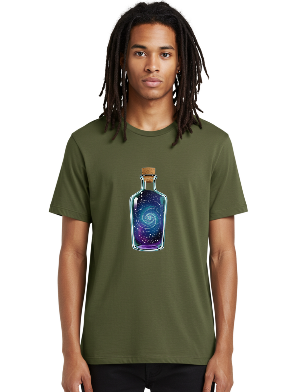 Galaxy-In-Bottle-5 Men'S Graphic Tee, 100% Cotton, Comfortable Casual Summer Wear, Machine Washable, Vintage Camera, Old Camera, Antique Camera, Black Camera, Classic Photography, Photography Equipment, Nostalgic Device, Film Camera, Baj043