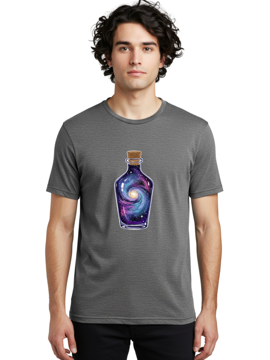 Galaxy-In-Bottle-6 Men'S Graphic Tee, 100% Cotton, Comfortable Casual Summer Wear, Machine Washable, Vintage Camera, Old Camera, Antique Camera, Black Camera, Classic Photography, Photography Equipment, Nostalgic Device, Film Camera, Baj044
